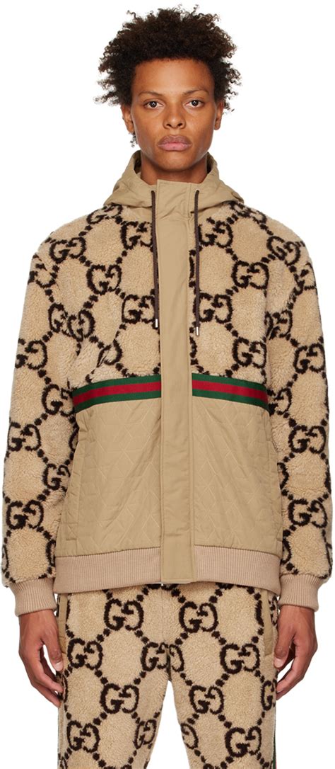 gucci tan jacket|gucci jacket without hoodie.